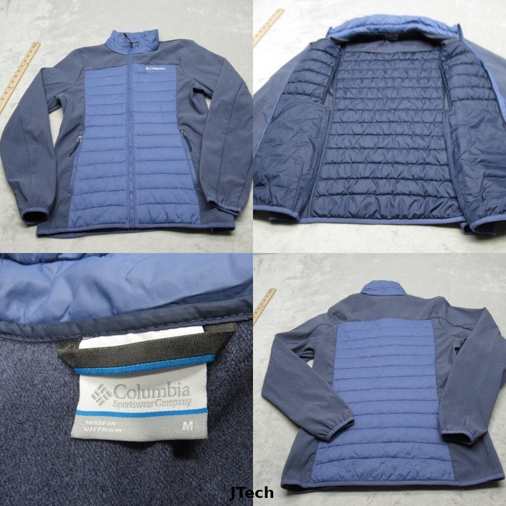 Columbia Jacket Womens Medium Blue Full Zip Insulated Powder Lite Hybrid Puffer